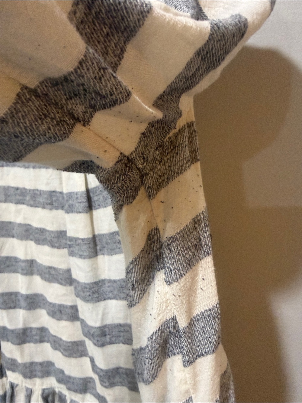 Lucky Brand Blue & Cream Striped Peplum Henley Top size small - Picture 6 of 9